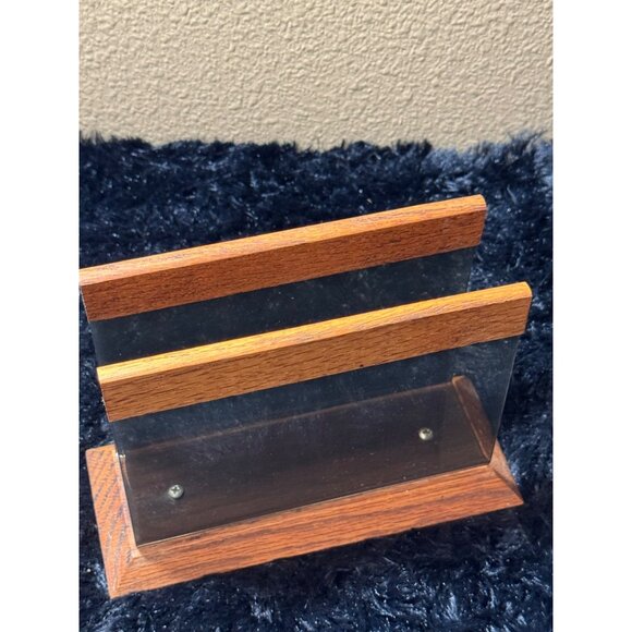 Vintage Wood & Acrylic Desk Organizer For Letters Or Files/ Napkins Holder - Picture 3 of 7